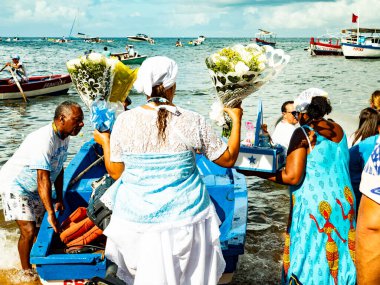 02.02.2025 Bahia de Salvador, Brazil. Celebration of Iemanja, she is strongly associated with the ocean and is one of the most beloved deities clipart