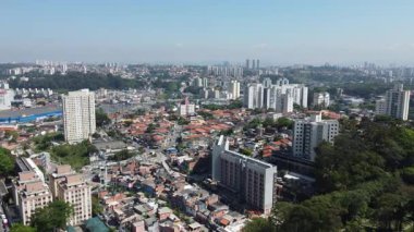 Morumbi 'den Sao Paulo' nun hava görüntüsü. Yüksek kalite 4k görüntü