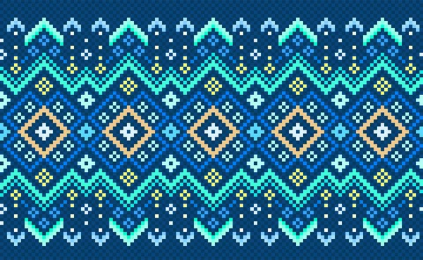 Embroidery 민족적 Vector Geometric Crochet 기하학 스타일 세라믹 스웨터 — 스톡 벡터