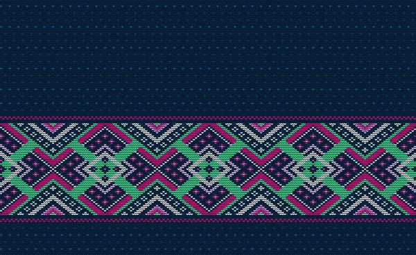 Design Gebreide Patroon Vector Kruissteek Etnische Mooie Achtergrond Borduren Decoratie — Stockvector