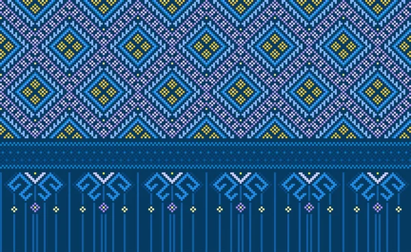 Stickerei Ethnische Muster Vektor Geometrischen Geometrischen Hintergrund Kreuzstichelement Vorlage Stil — Stockvektor