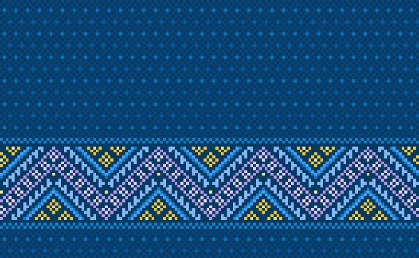 Пиксельный Этнический Узор Векторная Вышивка Жаккардовый Фон Геометрический Ручной Геометрический — стоковый вектор