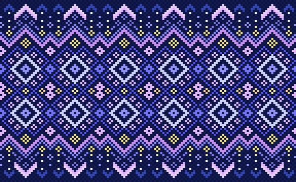 Embroidery 민족적 Vector Geometric 추상적 고전적 아즈텍 스타일 보라색 패턴아름다운 — 스톡 벡터