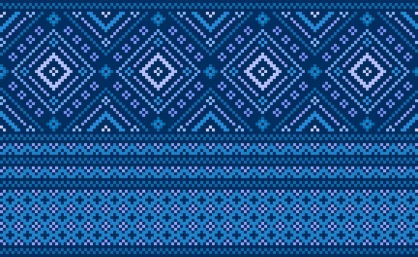 Pixel Ethnische Muster Vektor Stickerei Geometrischer Hintergrund Geometrisches Element Vorlage — Stockvektor