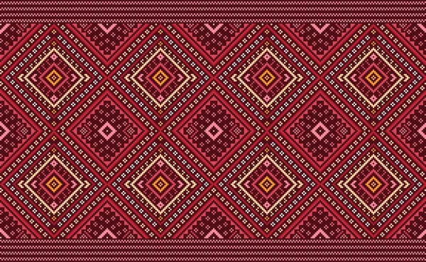Embroidery Vector Geometric Nordic Background Cross Screbing Native Beautiful Style — 스톡 벡터