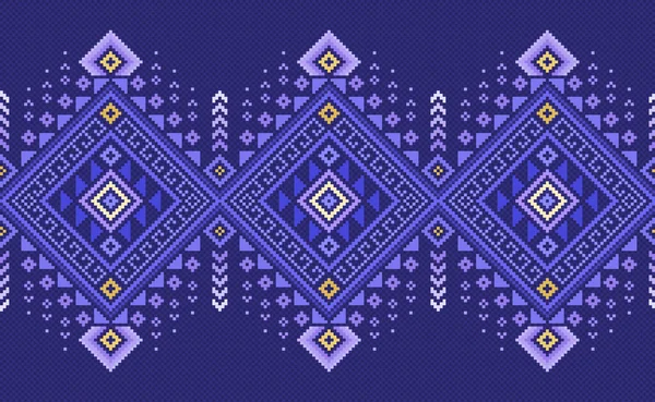 Motif Ethnique Géométrique Broderie Vectorielle Fond Oriental Pixel Répétition Style — Image vectorielle