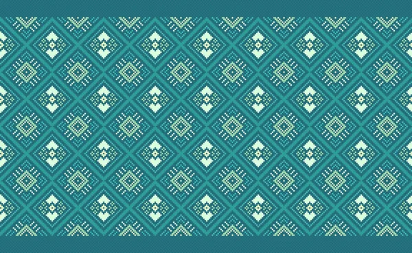 Geometrische Etnisch Patroon Vector Borduurwerk Zigzag Achtergrond Pixel Horizontale Breistijl — Stockvector