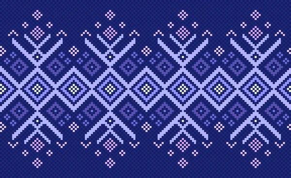 Pixel Ethnische Muster Vector Stickerei Zickzack Hintergrund Geometrische Horizontale Strickweise — Stockvektor