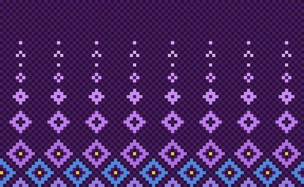 Пиксельный Этнический Узор Векторная Вышивка Пиксельного Фона Геометрический Бесшовный Стиль — стоковый вектор