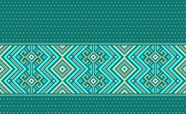 Pixel Motif Ethnique Broderie Vectorielle Fond Jacquard Artisanat Géométrique Beau — Image vectorielle