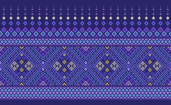 Embroidery Ethnic Pattern Vector Geometric Ornament Background Cross Stamp Retro — 스톡 벡터