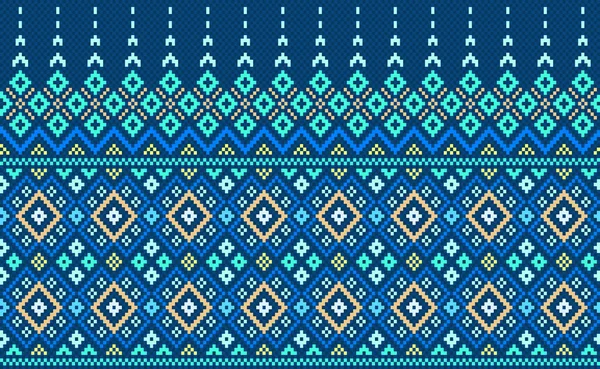 Embroidery Ethnic Pattern Vector Geometric Geometry Background Cross Stitch Endless — Stock Vector