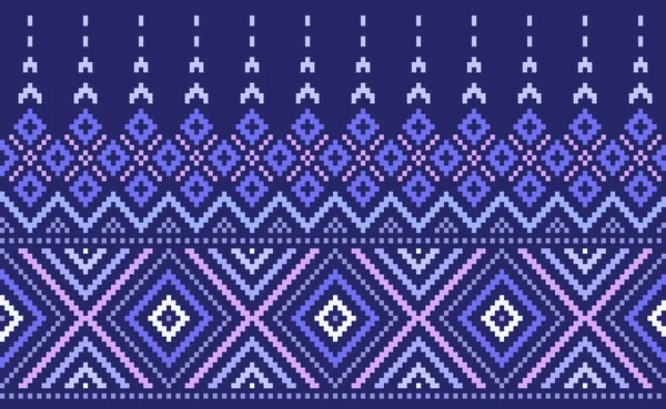 Ethnische Pixel Muster Vektor Stickereigeometrie Hintergrund Geometrische Endlosen Geometrischen Stil — Stockvektor