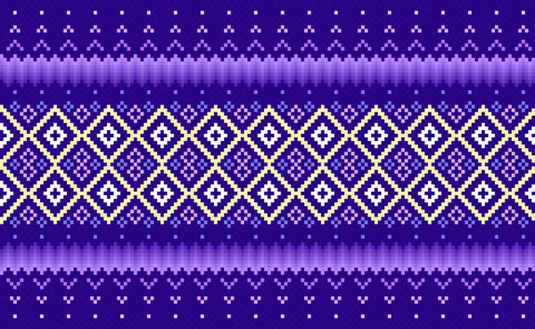 Пиксельный Этнический Узор Векторная Вышивка Декоративный Фон Геометрический Ретро Зигзаг — стоковый вектор