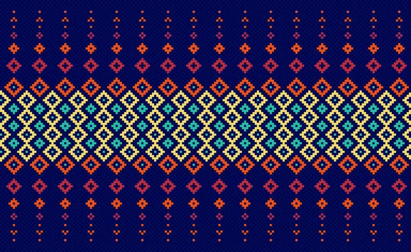 Pixel Etnisch Patroon Vector Borduurwerk Decoratieve Achtergrond Geometrische Kruissteek Antieke — Stockvector