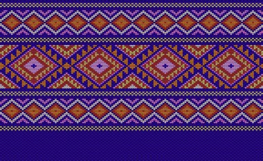 Örgü deseni, vektör çapraz ilmek doğu arka planı, örgü örülmüş etnik geometri tarzı, kırmızı ve mavi desenli süsleme motifi, tekstil, kumaş, sanat, kaftan, yastıklar için tasarım