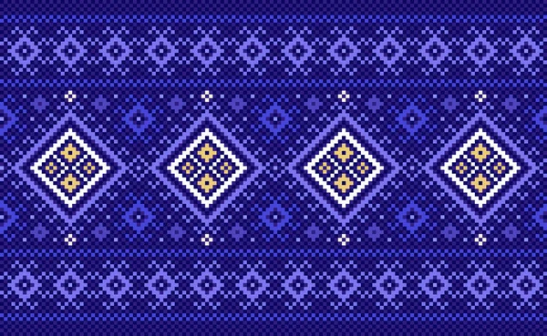 Stickerei Ethnische Muster Vector Geometric Verzierten Hintergrund Kreuzstich Retro Ethnischen — Stockvektor