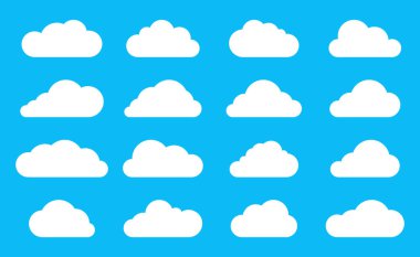 Bulut vektörü, düz bulut stili tasarımı, ikon vektör mavi gökyüzü, çizgi film izole edilmiş, bilgi, internet, sembol, doğal tasarım
