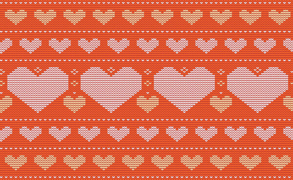 Векторная вышивка сердца фон, любовь непрерывный скандинавский стиль, красный и оранжевый рисунок этнической иллюстрации, дизайн для текстиля, ткани, ткани, обертывания, волокна
