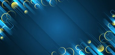 Sunumlar ve web siteleri için modern yüksek teknoloji. Parlayan dinamik nesnelerle soyut bir arkaplan. Çizgileri ve daireleri olan fütürist kırmızı-sarı çizgiler.