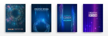 Technology background design, booklet, leaflet, annual report layout. Science cover design for business presentation. Hi-tech brochure flyer template. Abstract futuristic design concept.