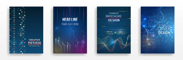 Tech Brochure Flyer Template Abstract Futuristic Design Concept Technology Background — Stockový vektor