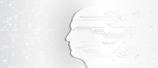 Цифровой Мозг Векторный Программный Цифровой Код Абстрактное Лицо Искусственного Интеллекта — стоковый вектор