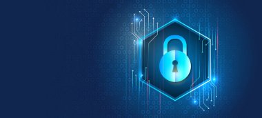 Yüksek teknoloji çeşitli arka planda. İş ve internet projeleri için siber güvenlik. Veri güvenlik hizmetlerinin vektör illüstrasyonu. Veri koruması, gizlilik ve internet güvenliği kavramı.