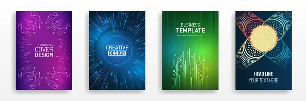 Blue Tech Vector Illustrations Business Presentations Futuristic Business Posters Technology — Archivo Imágenes Vectoriales