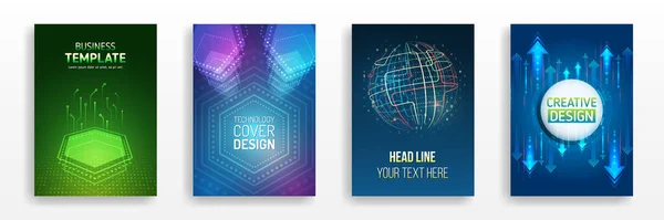 Tech Brochure Flyer Template Abstract Futuristic Design Concept Technology Background — Image vectorielle
