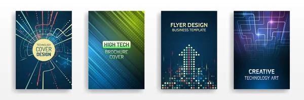 Technologie Deckt Unternehmensdokumente Layout Vorlagen Für Wissenschaftliche Designs Broschüre Flyer — Stockvektor