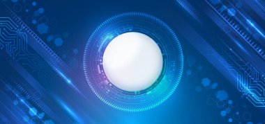 Wide Cyber security internet and networking concept. Hi-tech vector illustration with various technology elements. Abstract global sci-fi concept. Digital internet communication on blue background.