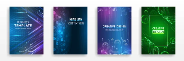 Technology Background Design Booklet Leaflet Annual Report Layout Science Cover — Archivo Imágenes Vectoriales