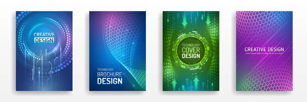 Modèle Brochure Haute Technologie Concept Abstrait Design Futuriste Hexagonal Technologie — Image vectorielle