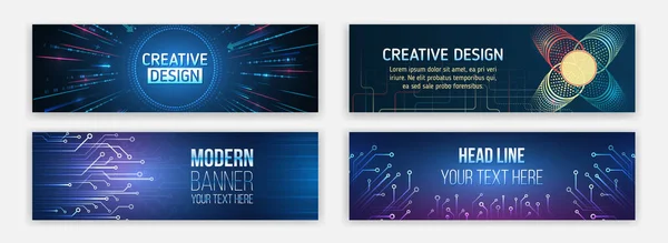 High Tech Horizontal Banner Template Modern Banner Design Technology ...