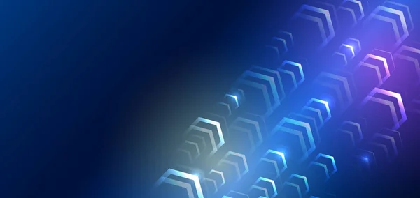 Abstrakte Sechsecke Auf Blauem Hintergrund Tech Digitaltechnologie Und Engineering Konzept — Stockvektor