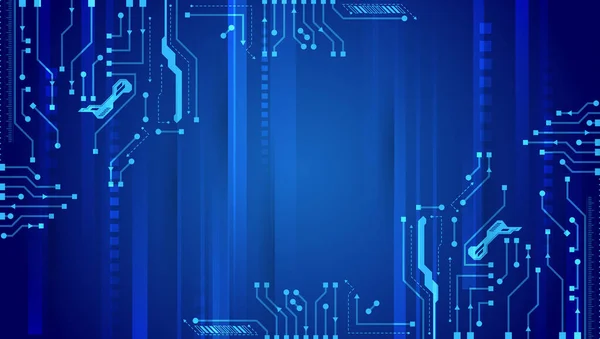 Cyberverbinding Blauwe Achtergrond High Tech Communicatie Ontwerp Elektronische Vectorillustratie Abstract — Stockvector