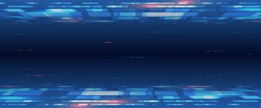 Geniş Siber Güvenlik İnternet ve ağ konsepti. Çeşitli teknolojik elementlere sahip yüksek teknoloji vektör çizimi. Soyut küresel bilim kurgu kavramı. Mavi arkaplanda dijital internet iletişimi.