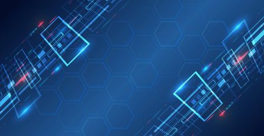 Soyut gelecek tasarımı. Bilim kurgu, dinamik çizgiler vektör çizimi. Yüksek teknoloji dijital teknoloji konsepti. Mavi arka planda yüksek bilgisayar teknolojisi tasviri.