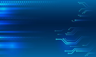 Wide Cyber security internet and networking concept. Hi-tech vector illustration with various technology elements. Abstract global sci-fi concept. Digital internet communication on blue background.