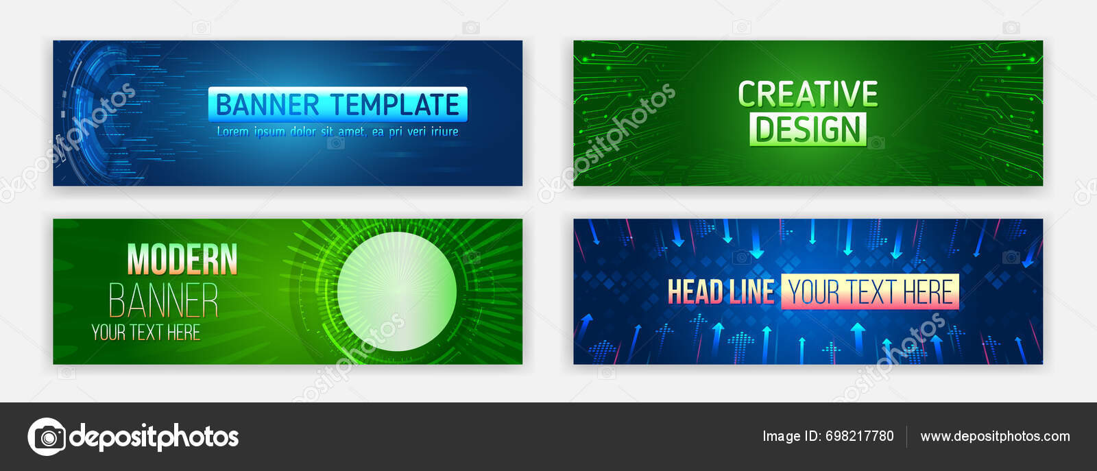 High Tech Horizontal Banner Template Modern Banner Design Technology ...