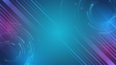 Soyut çemberler ve çizgiler fütüristik kavram. Veri transferi ve koruma, mavi arka planda internet iletişimi. Yüksek bilgisayar teknolojisi tasarımı. Modern bilim vektörü sunumu.