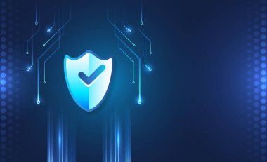 Yüksek teknoloji çeşitli arka planda. İş ve internet projeleri için siber güvenlik. Veri güvenlik hizmetlerinin vektör illüstrasyonu. Veri koruması, gizlilik ve internet güvenliği kavramı.