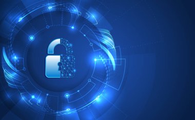 Veri güvenlik hizmetlerinin vektör illüstrasyonu. Veri koruması, gizlilik ve internet güvenliği kavramı. Yüksek teknoloji çeşitli arka planda. İş ve internet projeleri için siber güvenlik.