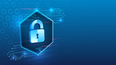 Yüksek teknoloji çeşitli arka planda. İş ve internet projeleri için siber güvenlik. Veri güvenlik hizmetlerinin vektör illüstrasyonu. Veri koruması, gizlilik ve internet güvenliği kavramı.