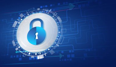 Yüksek teknoloji çeşitli arka planda. İş ve internet projeleri için siber güvenlik. Veri güvenlik hizmetlerinin vektör illüstrasyonu. Veri koruması, gizlilik ve internet güvenliği kavramı
