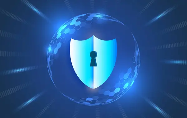 Gegevensbeveiligingssysteem Informatie Netwerkbescherming Cyberbeveiliging Gegevensbescherming Schild Icoon Toekomstige Technologie Voor Stockvector
