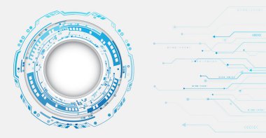 Soyut küresel bilim kurgu kavramı. Gri arka planda dijital internet iletişimi. Geniş Siber Güvenlik İnternet ve ağ konsepti. Çeşitli teknolojik elementlere sahip yüksek teknoloji vektör çizimi.