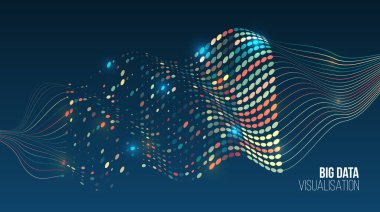 Structuring the flow of information. Data analytics concept. Sorting a large amount of data on a dark background. Big data visualization. Futuristic network or business analytics.