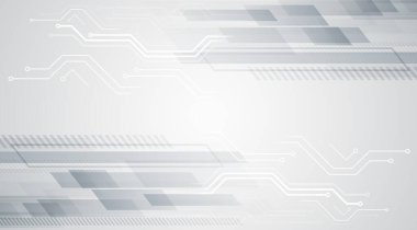 Sunum ya da afiş için soyut yüksek teknoloji iletişimi. Çeşitli teknoloji elementleriyle bilim kurgu gri arka planı. Bilim konsepti, ışık çizgileri ve devre kartı.